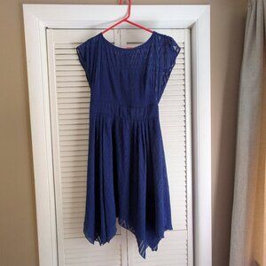 Beautiful Cobalt Blue Scoop Neck Asymmetrical Hem Dress